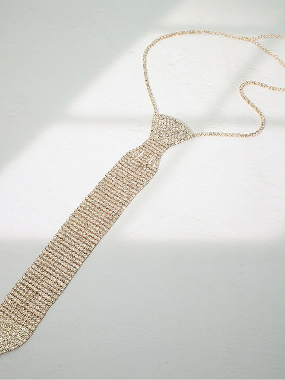 Gold Crystal Tie Necklace - Women Jewelry